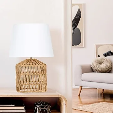 Creative Co-Op Woven Rope Table Lamp with Empire Shade, Natural