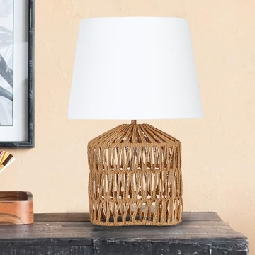 Creative Co-Op Woven Rope Table Lamp with Empire Shade, Natural