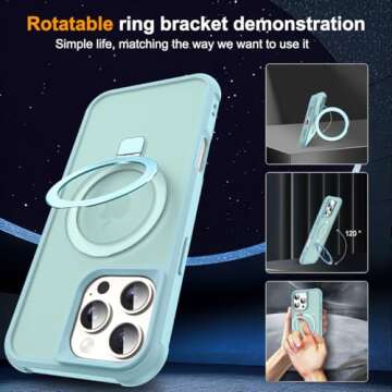 SKYLMW iPhone 16 Pro Case - Invisible Magnetic O-Ring Kickstand with Military-Grade Protection