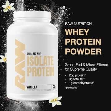 RAW Whey Isolate Protein Powder, Vanilla – 100% Grass-Fed, 25 Servings for Muscle Growth & Recover...