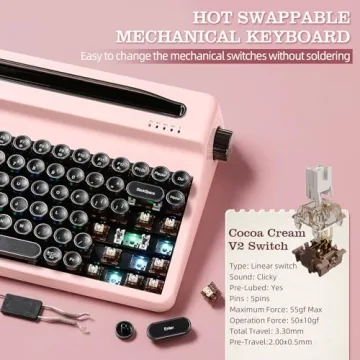 YUNZII QL75 Retro Wireless Typewriter Keyboard