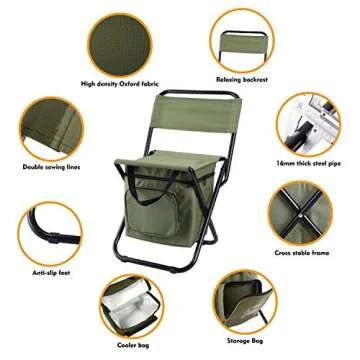LEADALLWAY Fishing Chair with Cooler Bag – Portable & Compact