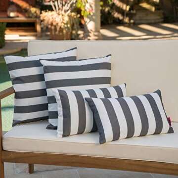 Christopher Knight Home Coronado Outdoor Water Resistant Square and Rectangular Throw Pillows, 4-Pcs...