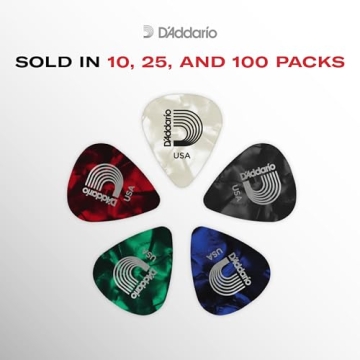 D'Addario Checkerboard Celluloid Guitar Picks, 25 Pack