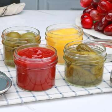 Brajttt Small Mason Jars, 4oz Glass Mason Jar with Regular Lids 9 Pack,Mini Jam Jars for Jelly, Jam, Honey, Dessert, Spice, Wedding Favor