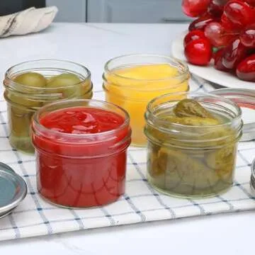Brajttt Small Mason Jars, 4oz Glass Mason Jar with Regular Lids 9 Pack,Mini Jam Jars for Jelly, Jam, Honey, Dessert, Spice, Wedding Favor
