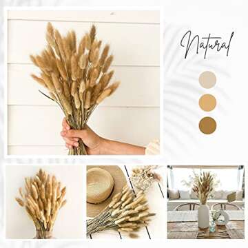 Dried Pampas Grass Decor Vase Home Design Arrangements,Natural Pompous Grass Plants Fluffy Artificial Faux Reed Flower Stems Bunch for Wedding Door Wreath Boho Living Room Decoration