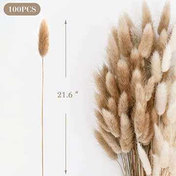 Dried Pampas Grass Decor Vase Home Design Arrangements,Natural Pompous Grass Plants Fluffy Artificial Faux Reed Flower Stems Bunch for Wedding Door Wreath Boho Living Room Decoration