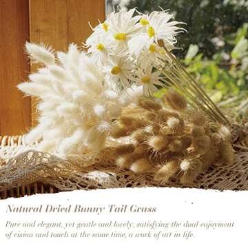 Dried Pampas Grass Decor Vase Home Design Arrangements,Natural Pompous Grass Plants Fluffy Artificial Faux Reed Flower Stems Bunch for Wedding Door Wreath Boho Living Room Decoration