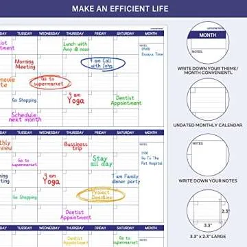 Lemome Large Dry Erase Calendar - Organize Your Life