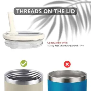 2Pcs 40 Oz Tumbler Flip Straw Lid for Stanley Cup