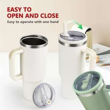 2Pcs 40 Oz Tumbler Flip Straw Lid for Stanley Cup