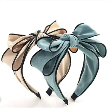 Sluxa Bow hairbands for women， cloth Hair Accessories，Knotted Twist Cloth Adult Solid Color Green Headbands for Women.…