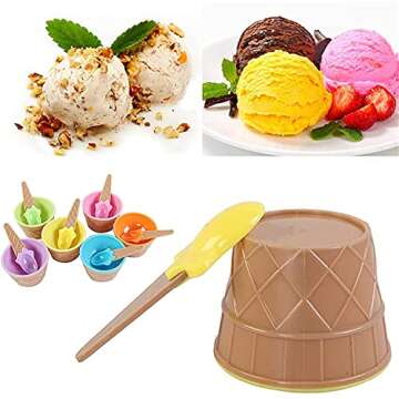 YUMOMUY Ice Cream bowls and Spoons,Cartoon Candy Colorice cream bowls for kids set, Reusable Plastic...