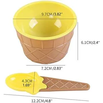 YUMOMUY Ice Cream bowls and Spoons,Cartoon Candy Colorice cream bowls for kids set, Reusable Plastic ice cream cups,ice cream birthday party decorations（6）