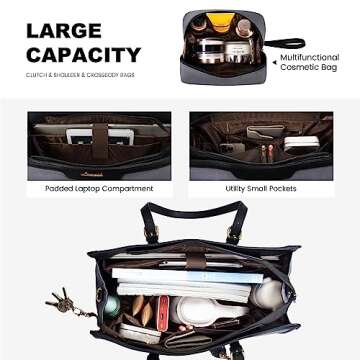 Chic Lightweight Laptop Tote Bag with Clutch for Women