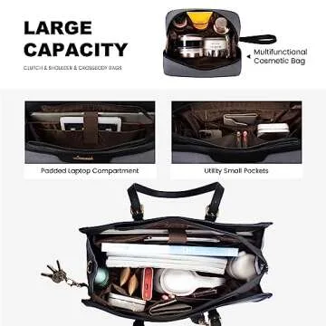 Chic Lightweight Laptop Tote Bag with Clutch for Women