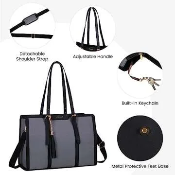 Chic Lightweight Laptop Tote Bag with Clutch for Women