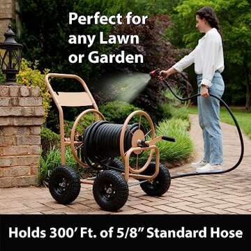 Durable Liberty Garden Hose Reel Cart with 4 Wheels
