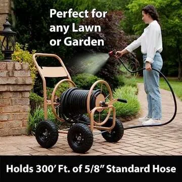 Durable Liberty Garden Hose Reel Cart with 4 Wheels