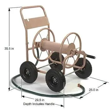 Durable Liberty Garden Hose Reel Cart with 4 Wheels