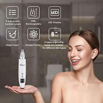 Blackhead Remover Pore Vacuum, 2021 Upgraded Nose and Face Electric Skin Facial Pore Cleanser, LED Display USB Rechargeable Acne Pimple Sucker Tool, Blemish Extractor Comedones Removal for Men & Women