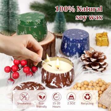 Christmas Candles Gifts for Women 3 Pack Scented Candle Gift Set 7.5oz Candles Set for Home Scented Holiday Soy Candles, Christmas Gifts for Women Men Her