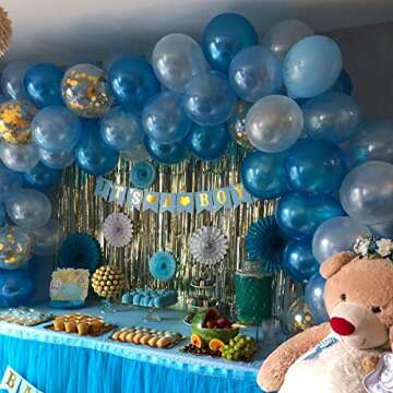 100 Pack 12" White Dark & Light Blue Balloons Decorations