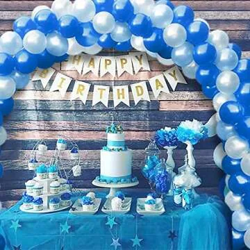 100 Pack 12" White Dark & Light Blue Balloons Decorations