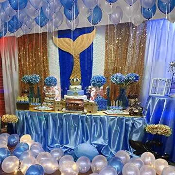 100 Pack 12" White Dark & Light Blue Balloons Decorations