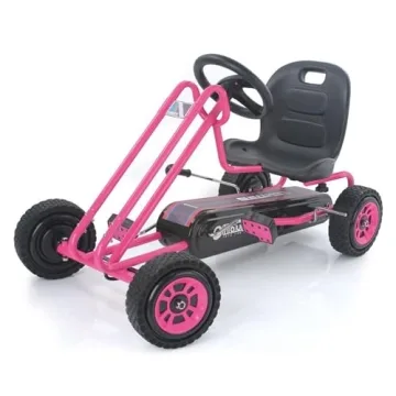 hauck Kids Pedal Go Kart, 4 Wheel Bike Cart, Ages 4-8, Lightning Ride, Pink