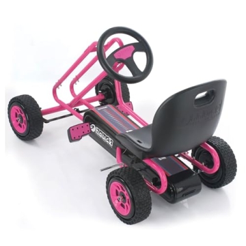 hauck Kids Pedal Go Kart, 4 Wheel Bike Cart, Ages 4-8, Lightning Ride, Pink