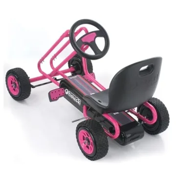hauck Kids Pedal Go Kart, 4 Wheel Bike Cart, Ages 4-8, Lightning Ride, Pink
