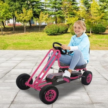 hauck Kids Pedal Go Kart, 4 Wheel Bike Cart, Ages 4-8, Lightning Ride, Pink