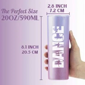 Onebttl Dancer Gifts for Girls, Teens, Her - Dance - 20oz/590ml Stainless Steel Insulated Tumbler with Straw, Lid - Dance Themed Recital Gifts for Women - (Purple-Pink)