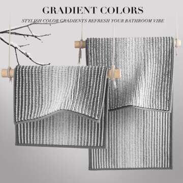 BSICPRO Bathroom Rugs and Mats Sets, 2 Piece Thick Absorbent Chenille Non Slip, Soft Shaggy Floor Mats, Machine Washable (20" x 47" Plus 16" x 24", Gray)