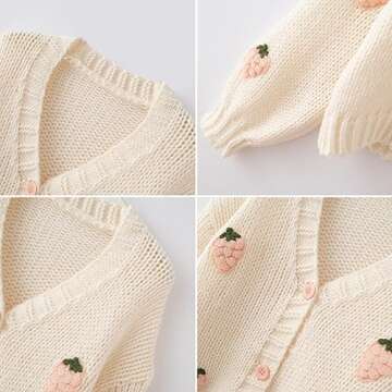 Kawaii Strawberry Knitted Long Sleeve Cardigan for Women