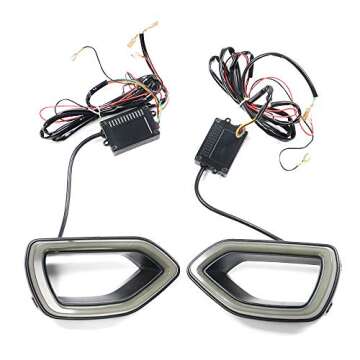 IKON MOTORSPORTS, LED Lights Compatible With 2015-2023 Dodge Charger SRT/Scat Pack, Front Bumper Grille LED Lights White DRL Yellow Signal