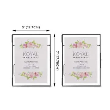 Koyal Wholesale Pressed Glass Floating Photo Frames 5x7 Frame, Black 8-Pack Floating Frame with Stands Use Horizontal or Vertical, Bulk Floating Picture Frames 5x7, See Through Pressed Flower Frame