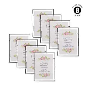 Koyal Wholesale Pressed Glass Floating Photo Frames 5x7 Frame, Black 8-Pack Floating Frame with Stands Use Horizontal or Vertical, Bulk Floating Picture Frames 5x7, See Through Pressed Flower Frame