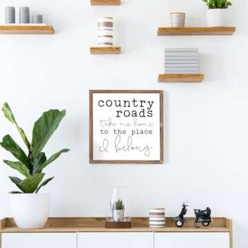 MODE HOME Rustic Wood Framed Country Roads Wall Sign