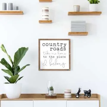 MODE HOME Rustic Wood Framed Country Roads Wall Sign