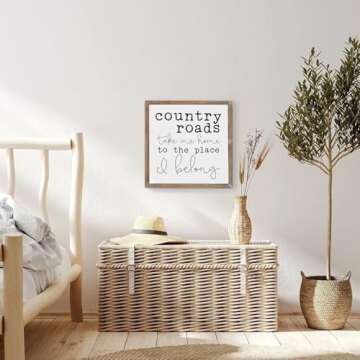 MODE HOME Rustic Wood Framed Country Roads Wall Sign