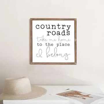 MODE HOME Rustic Wood Framed Country Roads Wall Sign