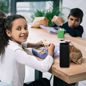 E-Senior Collapsible Water Bottle BPA Free - 20 oz Foldable Water Bottle for Travel Sports Bottles with Triple Leak Proof Lightweight (Black)