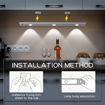 TYRERFAT Motion Sensor Under Cabinet Lights Dimmable Closet Lights Rechargeable Magnetic Light Kitchen Night Lights for Wardrobe Cabinet Cupboard 2 Pack