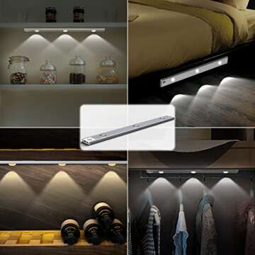 TYRERFAT Motion Sensor Under Cabinet Lights Dimmable Closet Lights Rechargeable Magnetic Light Kitchen Night Lights for Wardrobe Cabinet Cupboard 2 Pack