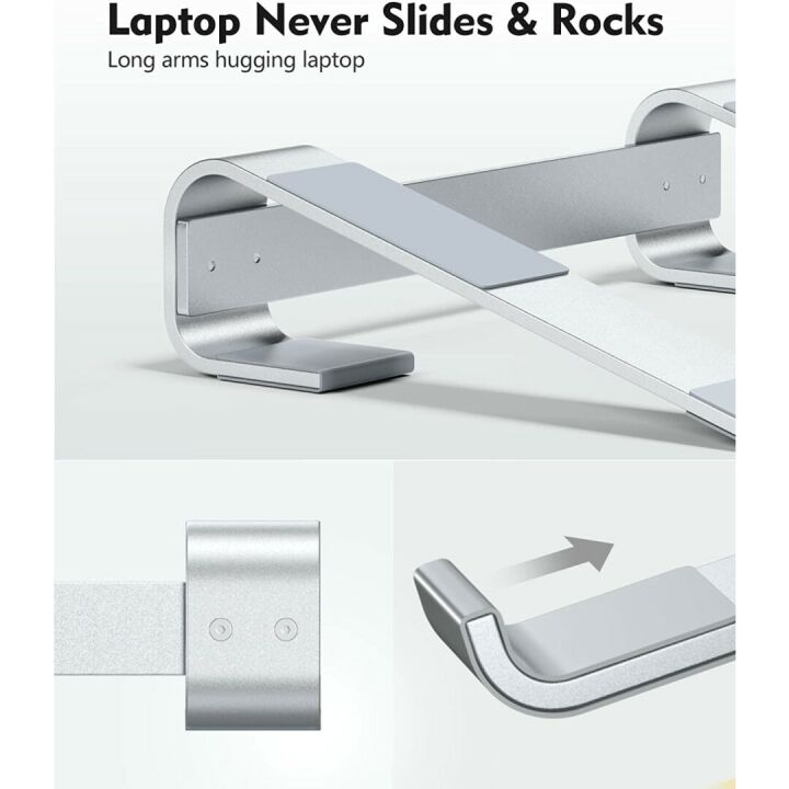 Ergonomic Laptop Stand for Desk - SOQOOL Silver