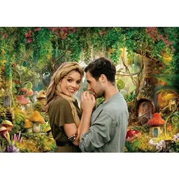 10x8FT Spring Magic Forest Backdrop Large Size Jungle Tree Vine Mushroom Wonderland Decoration Misty Enchanted World Green Photo Photography Background for Girl Birthday Party Banner