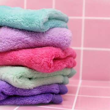 ERASE YOUR FACE Makeup Remover Cloths - Reusable Microfiber Face Towels to Cleanse & Remove Makeup - Water Activated, Dual-Sided Design for Easy Use - Pastel (4 Count)